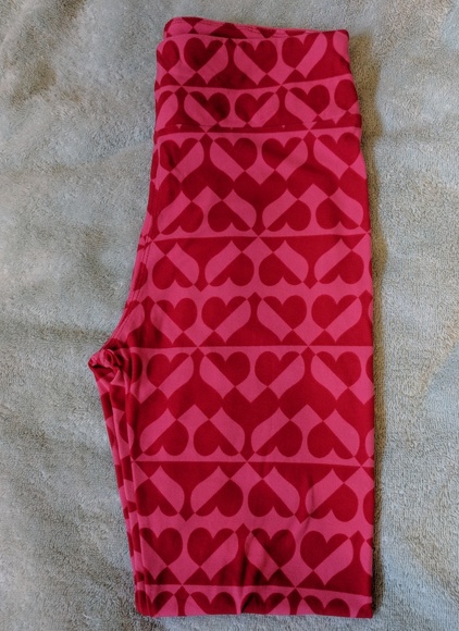 NWOT LULAROE HEART ONE SIZE LEGGINGS.Bou - Picture 1 of 7